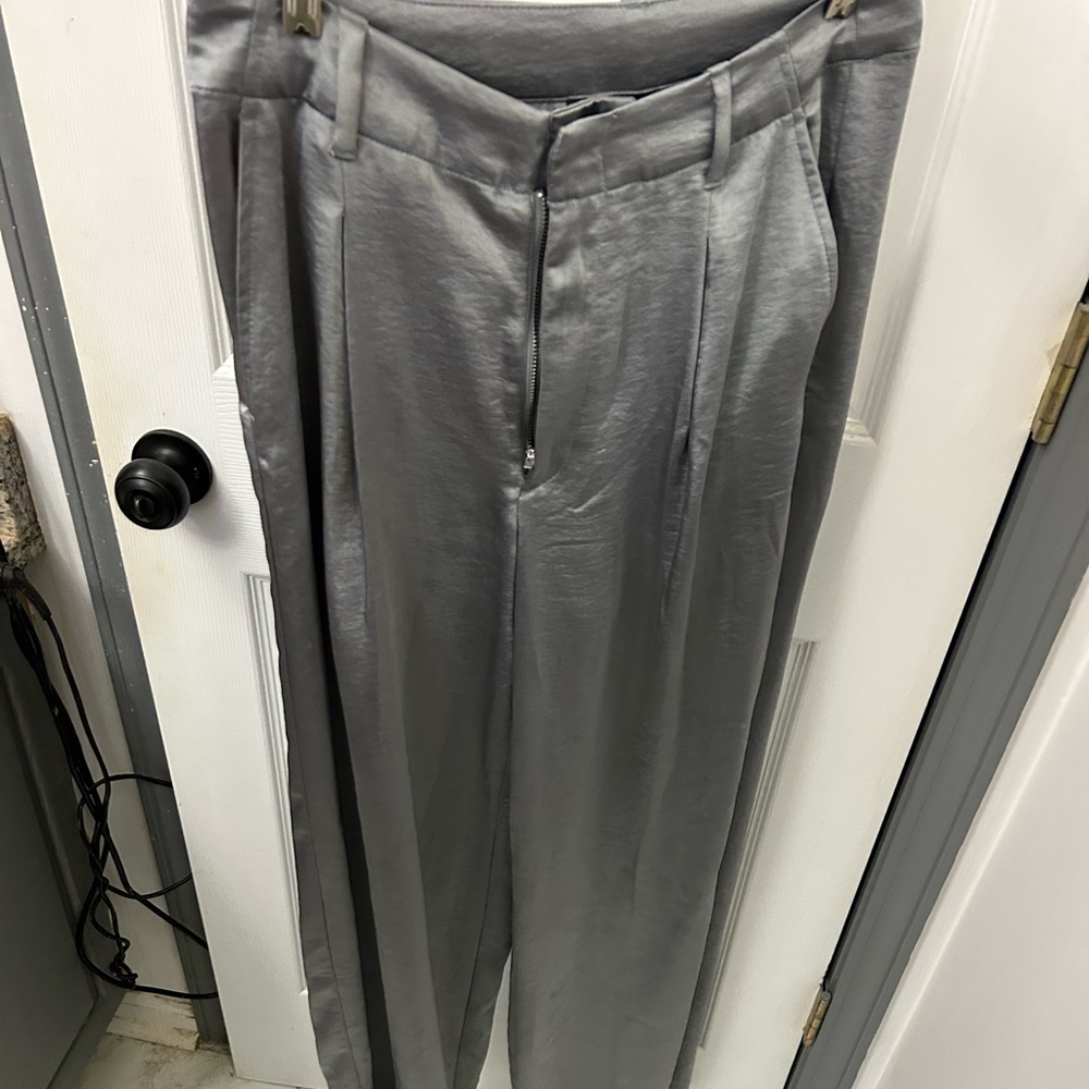 GAP wide leg silver pants.
